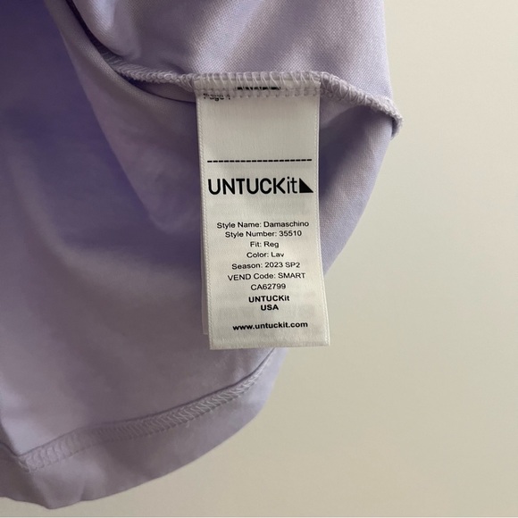 Untuckit Damaschino Light Purple Lavender Polo 100% Cotton Golf Casual Read L - Picture 2 of 8
